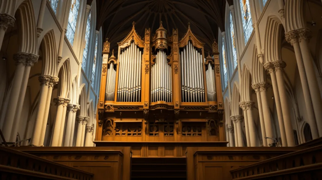 Brautpaar und Gäste in der Kirche während der Trauung