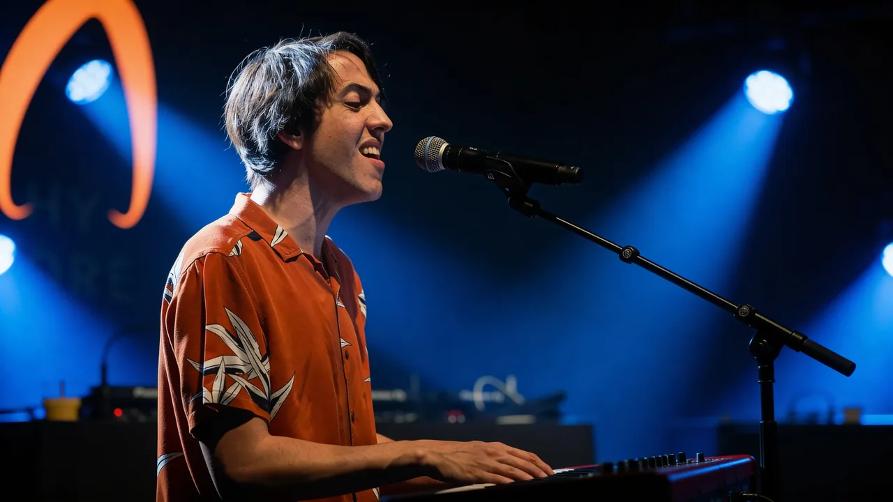 Mitchy von Mitchy und Andre singt und spielt Gitarre auf der Buehne