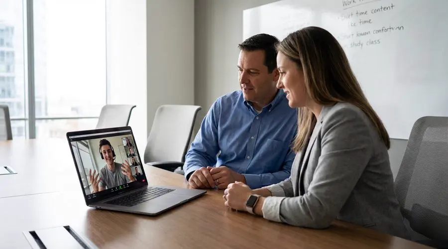 Beratungsgespraech per Videocall fuer Firmenfeier-Band